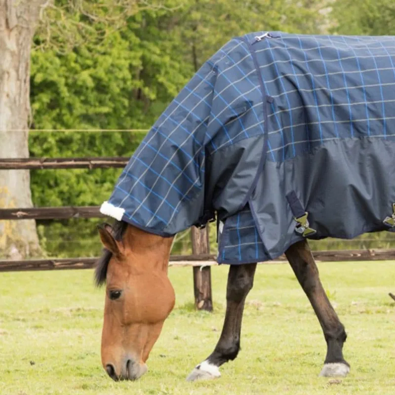 Mark Todd Lightweight Turnout Neck Cover - Navy/Beige/Royal Plaid 